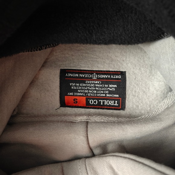 Troll Co. Hoodie Men Small Grey Retro Stripe Sweatshirt Workwear Lineman - Picture 9 of 11